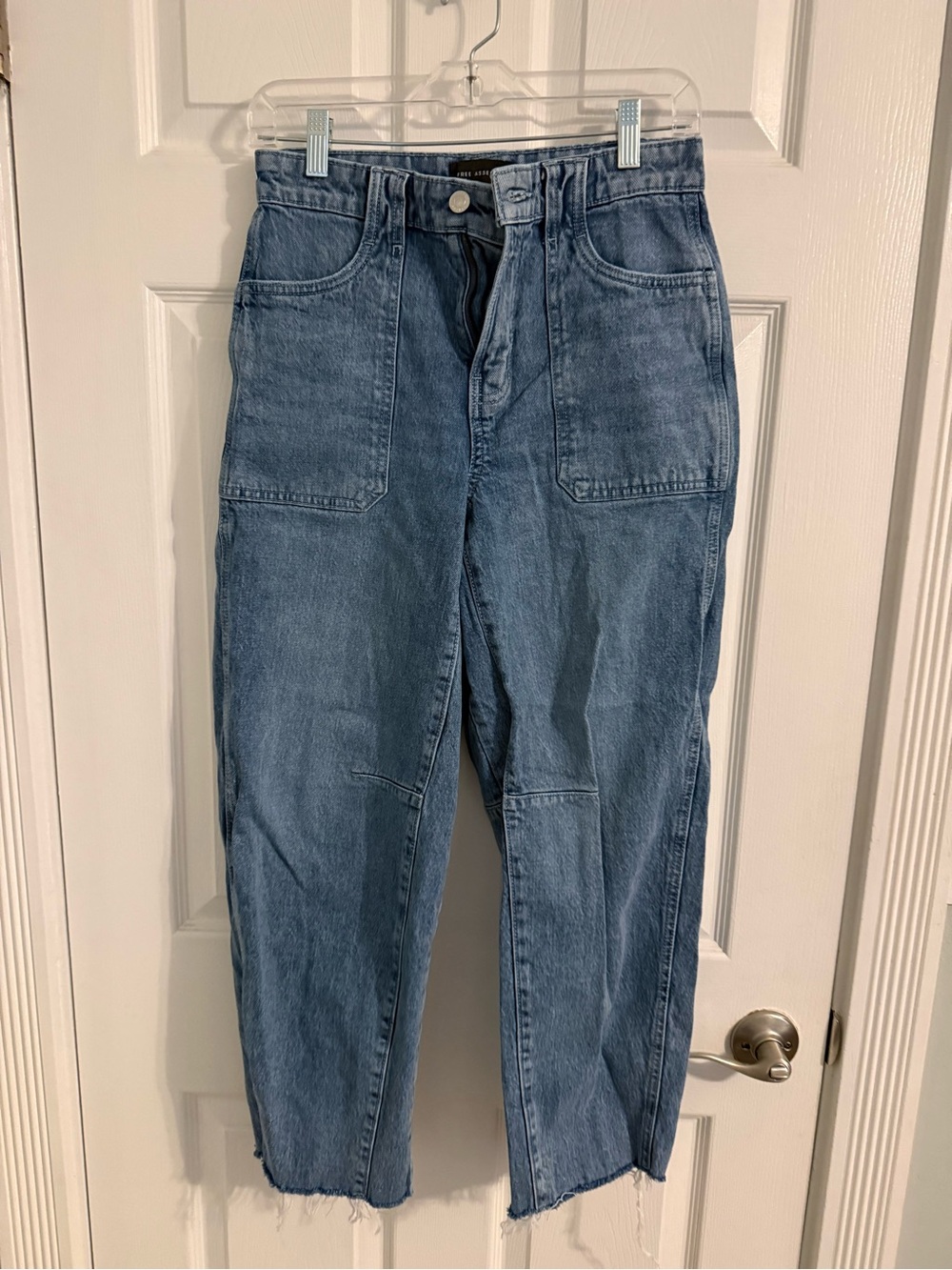 High-Rise Women's Jeans with Patch Pockets in Light Blue